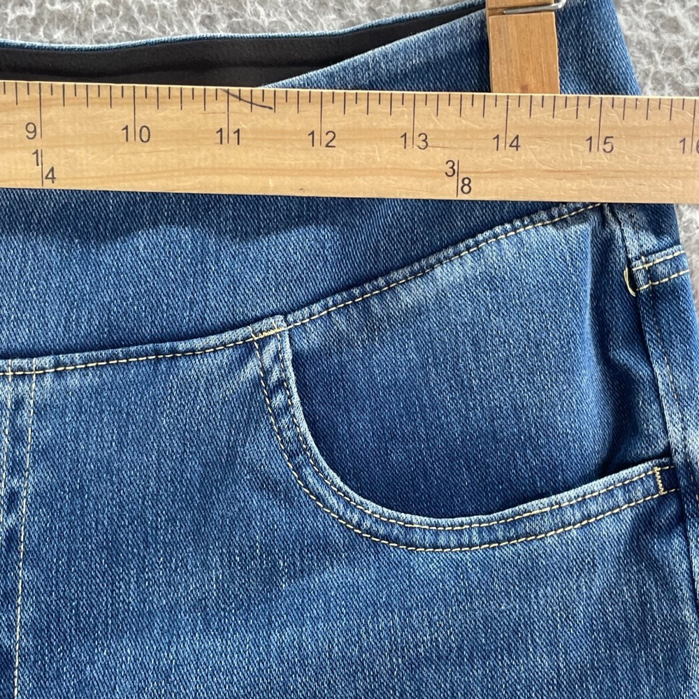 Halara Flare Jeans Women L Tall Blue Denim Pull On High Waist Stretch Bootcut - Picture 3 of 15